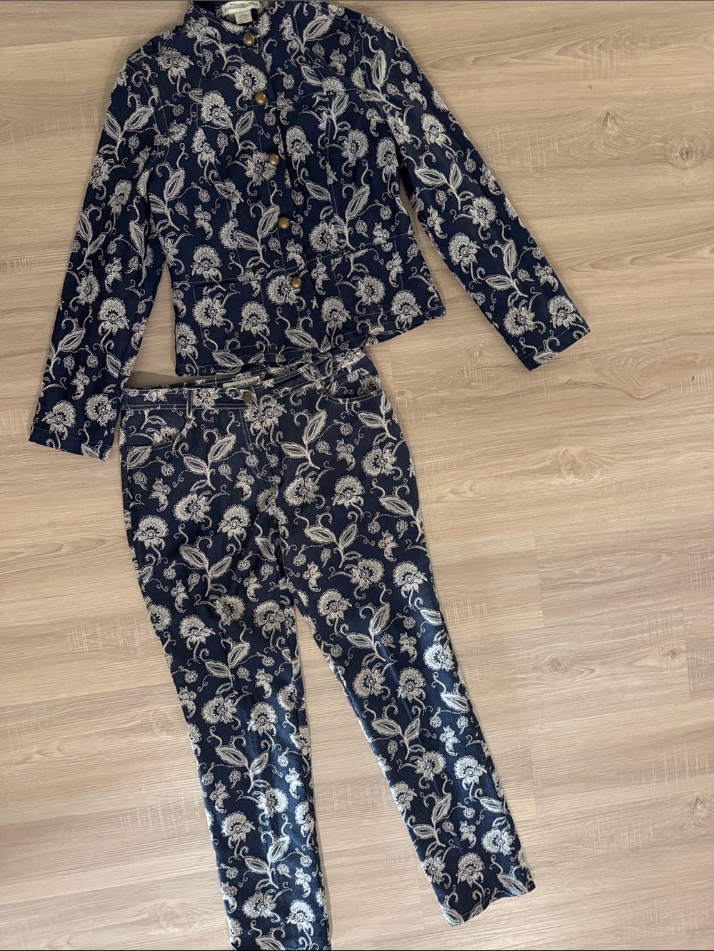 Bamboo Traders Jacquard Floral Pants & Coordinating Jacket Set